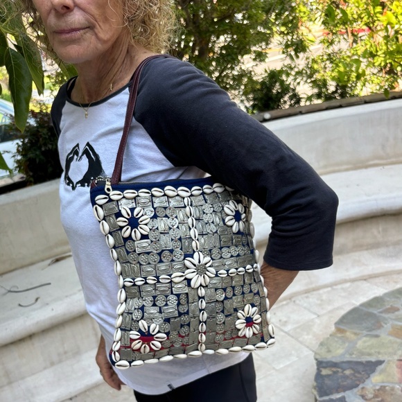 Michele Baconnier Moroccan Shell & Coin Tote Bag - One of a Kind - Picture 2 of 9